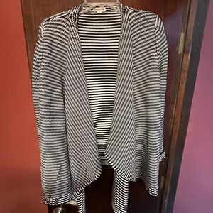 Merona Black and White Striped Cardigan